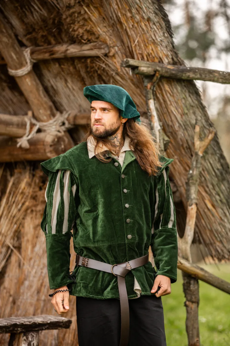 Hot Leonardo Carbone Landsknechtjacke mit geschlitzten Ärmeln "Brandolf" Grün