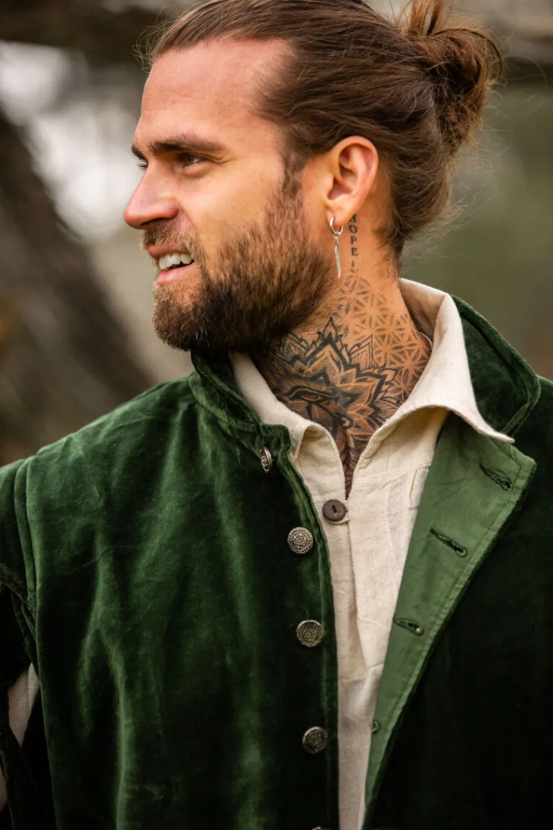 Hot Leonardo Carbone Landsknechtjacke mit geschlitzten Ärmeln "Brandolf" Grün