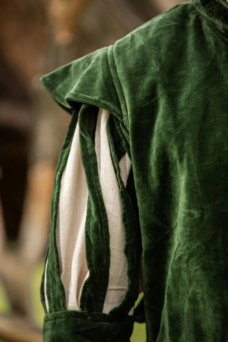 Hot Leonardo Carbone Landsknechtjacke mit geschlitzten Ärmeln "Brandolf" Grün