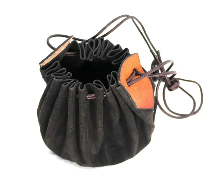 Clearance Leonardo Carbone Lederbeutel "Hug" aus Veloursleder Braun