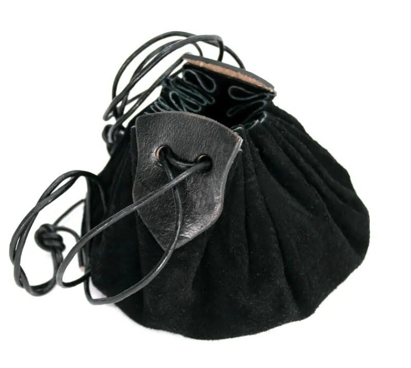 Sale Leonardo Carbone Lederbeutel "Hug" aus Veloursleder Schwarz
