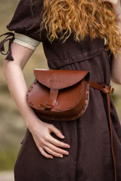 Clearance Leonardo Carbone Ledergürteltasche "Erin"mit keltischer Prägung Braun