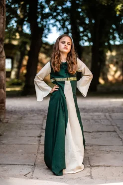 Clearance Leonardo Carbone Mädchenkleid "Piccola Donna" Grün/Natur
