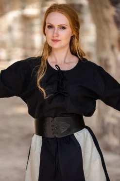 Discount Leonardo Carbone Miedergürtel "Alana" mit keltischer Prägung Schwarz
