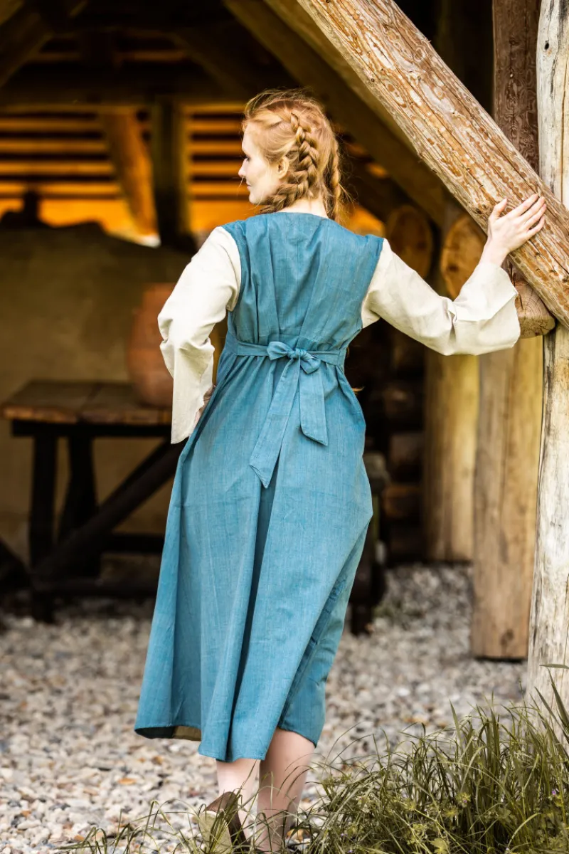 Flash Sale Leonardo Carbone Mittelalter Baumwollkleid "Ilse" Tauben Blau/Natur