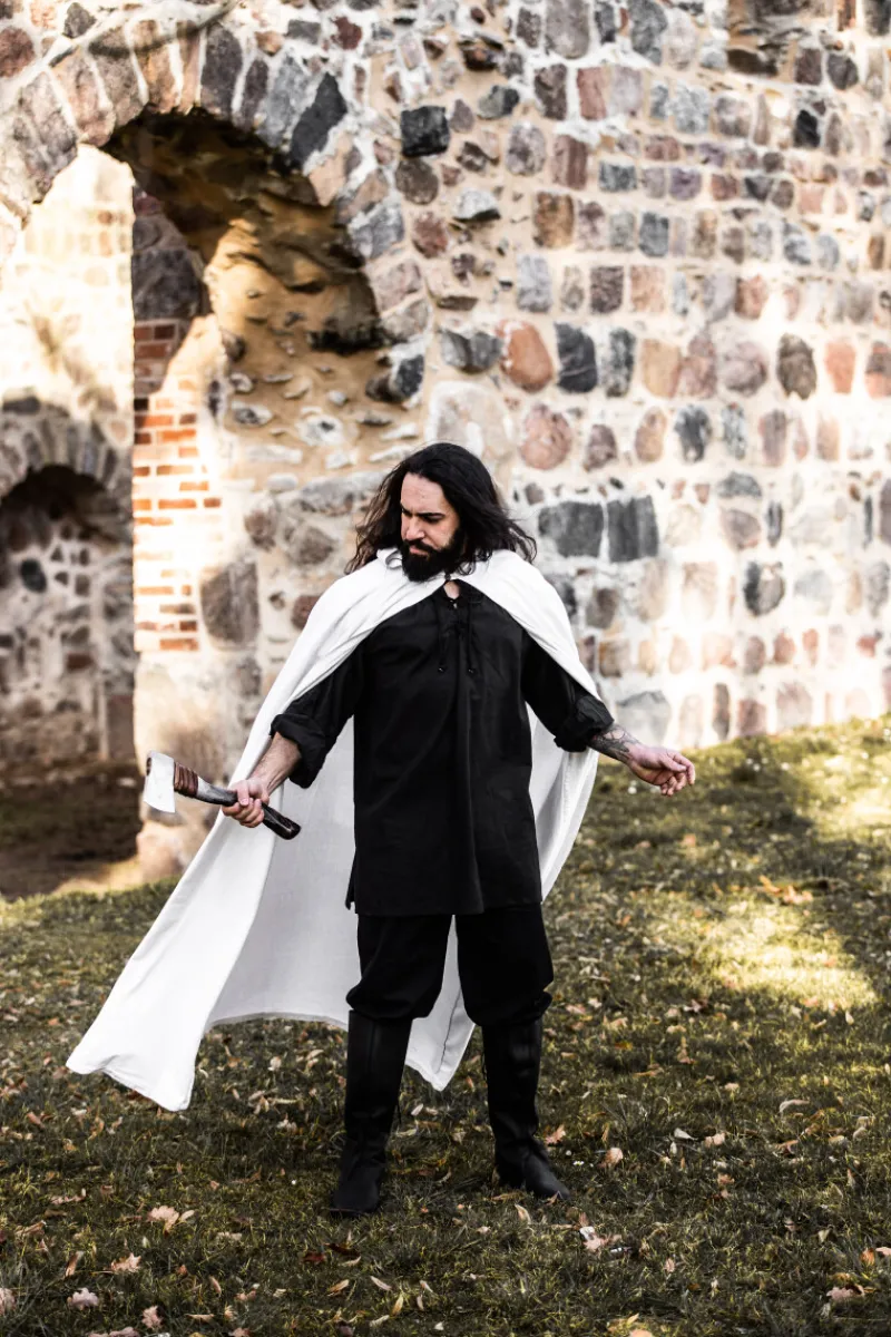 Store Leonardo Carbone Mittelalter Baumwollumhang "Gunnar" Weiß