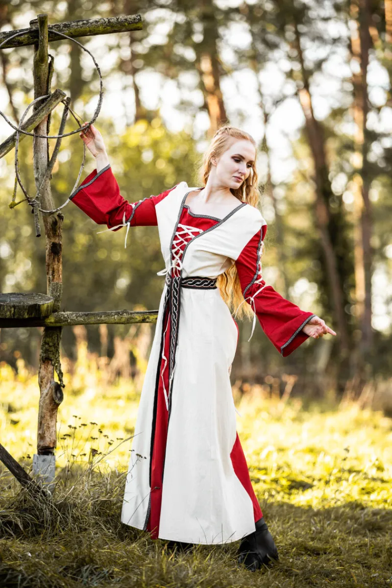 Fashion Leonardo Carbone Mittelalter Kleid Amalia Natur/Rot