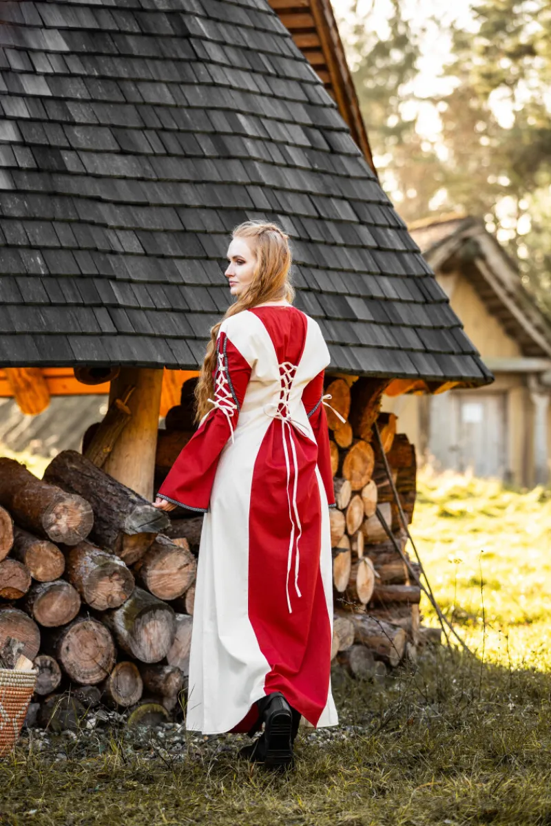 Fashion Leonardo Carbone Mittelalter Kleid Amalia Natur/Rot