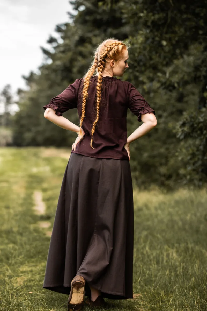 Best Sale Leonardo Carbone Mittelalter Kurzarmbluse "Sandra" Dunkelbraun