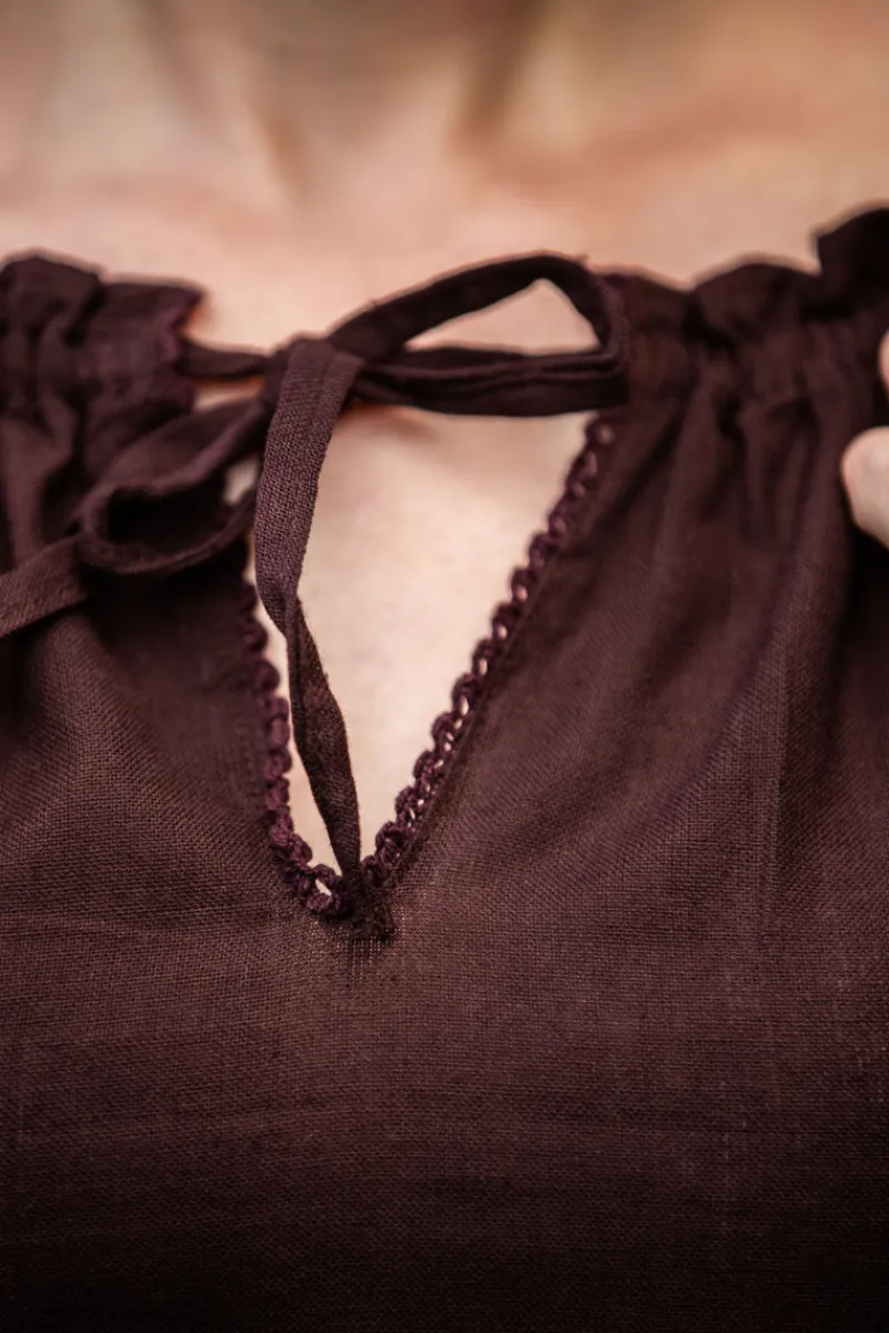 Best Sale Leonardo Carbone Mittelalter Kurzarmbluse "Sandra" Dunkelbraun