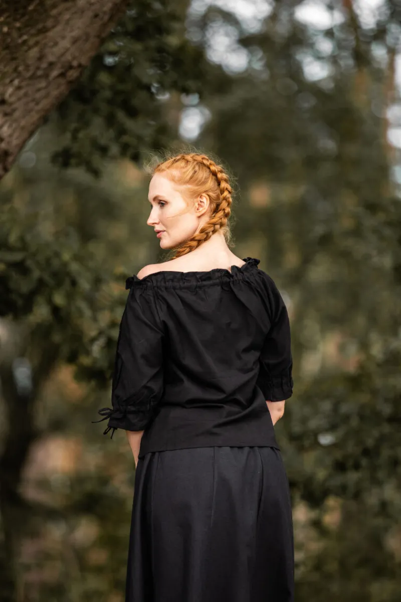 Cheap Leonardo Carbone Mittelalter Kurzarmbluse "Sandra" Schwarz