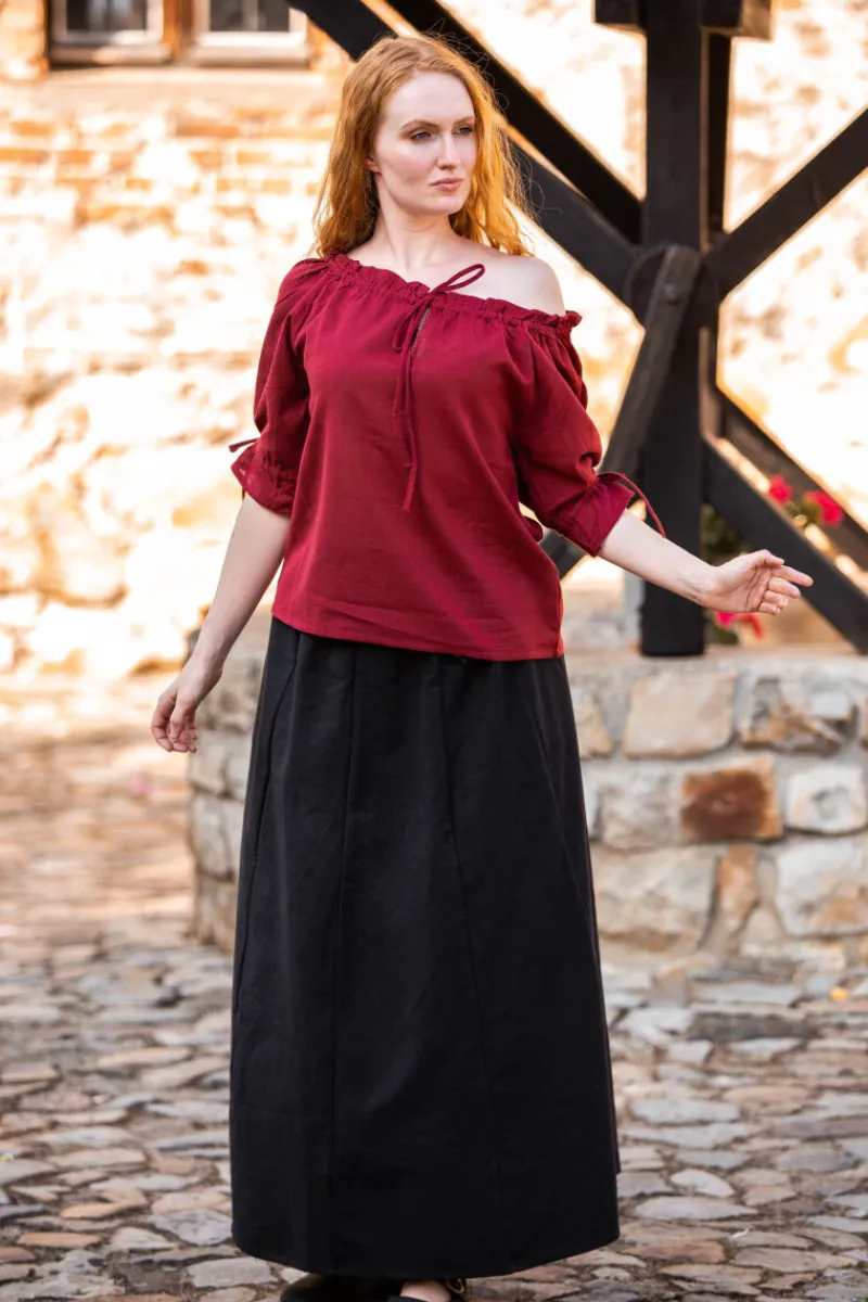 Clearance Leonardo Carbone Mittelalter Kurzarmbluse "Sandra" Rot