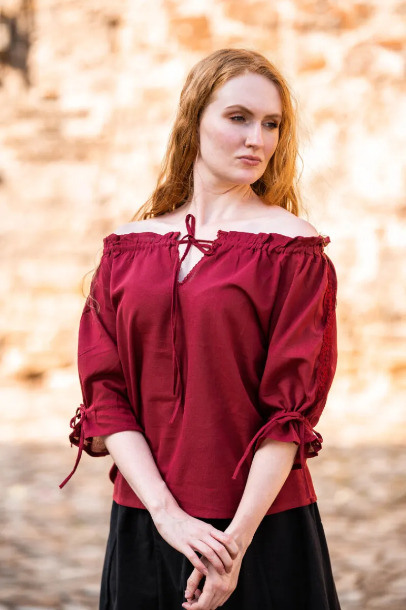 Clearance Leonardo Carbone Mittelalter Kurzarmbluse "Sandra" Rot