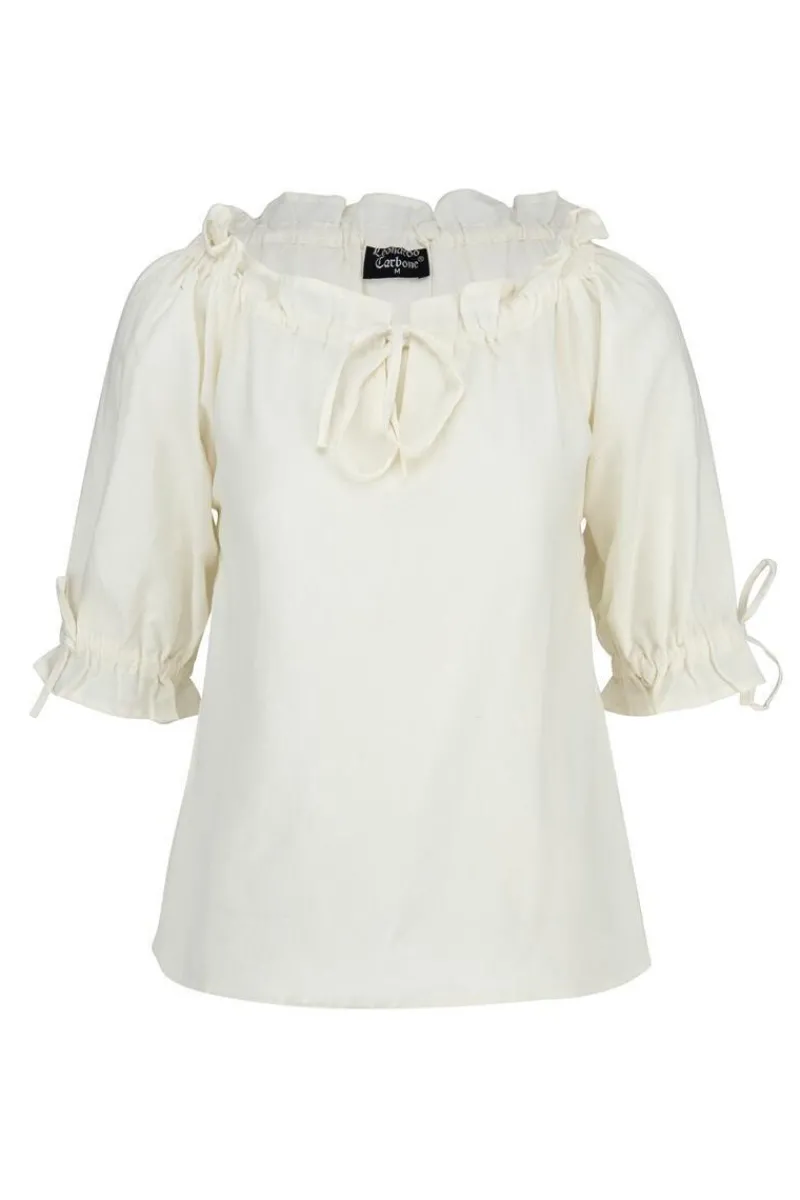 Sale Leonardo Carbone Mittelalter Kurzarmbluse "Vera" Natur