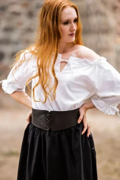 New Leonardo Carbone Mittelalter Kurzarmbluse "Vera" Weiß