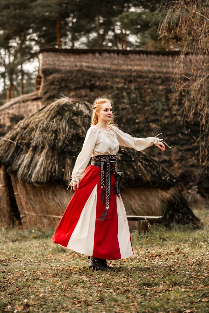 Best Leonardo Carbone Mittelalter Rock "Isabella" Rot/Natur