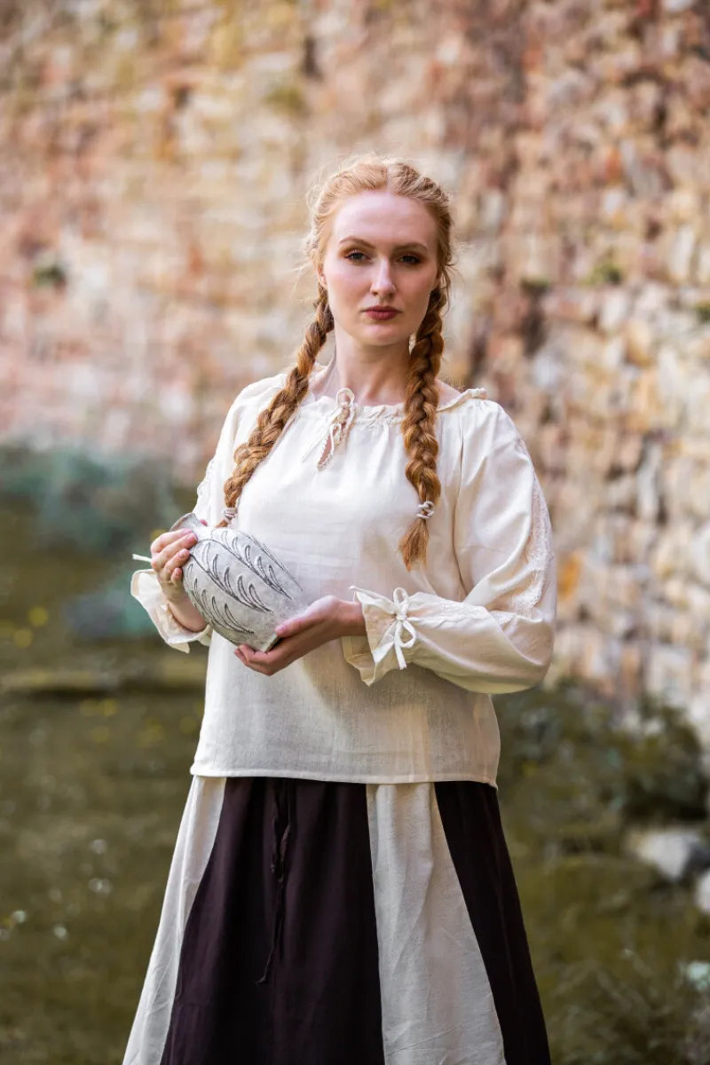 Store Leonardo Carbone Mittelalterbluse mit Spitze "Bettina" Natur