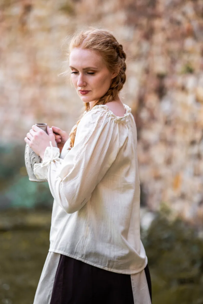 Store Leonardo Carbone Mittelalterbluse mit Spitze "Bettina" Natur