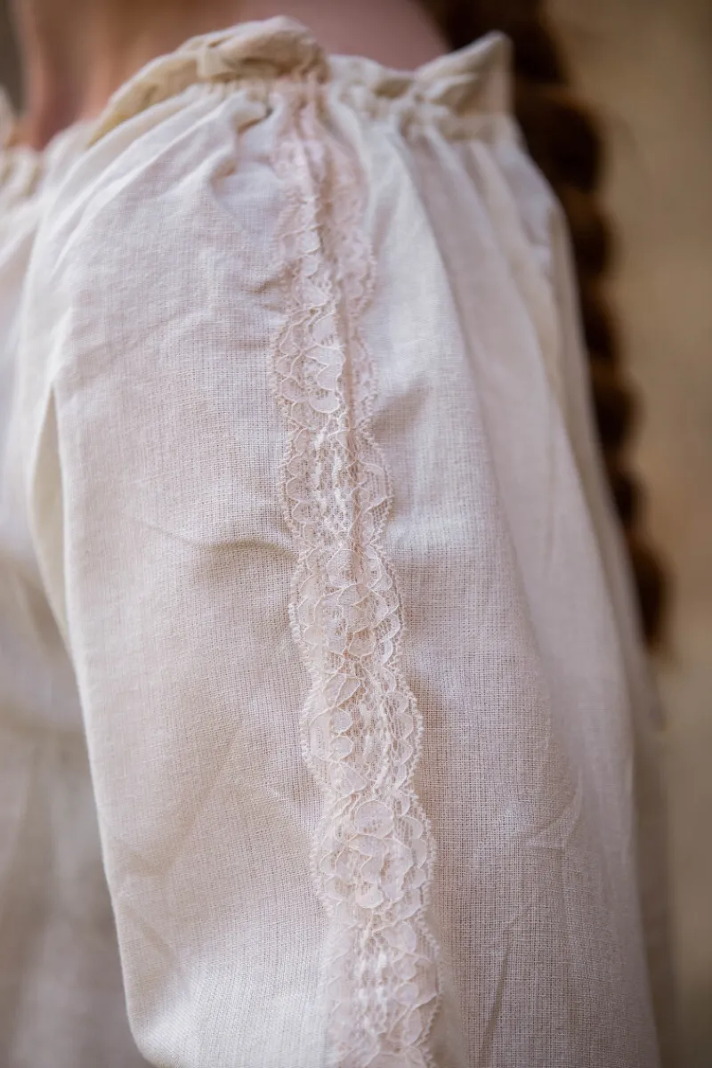 Store Leonardo Carbone Mittelalterbluse mit Spitze "Bettina" Natur