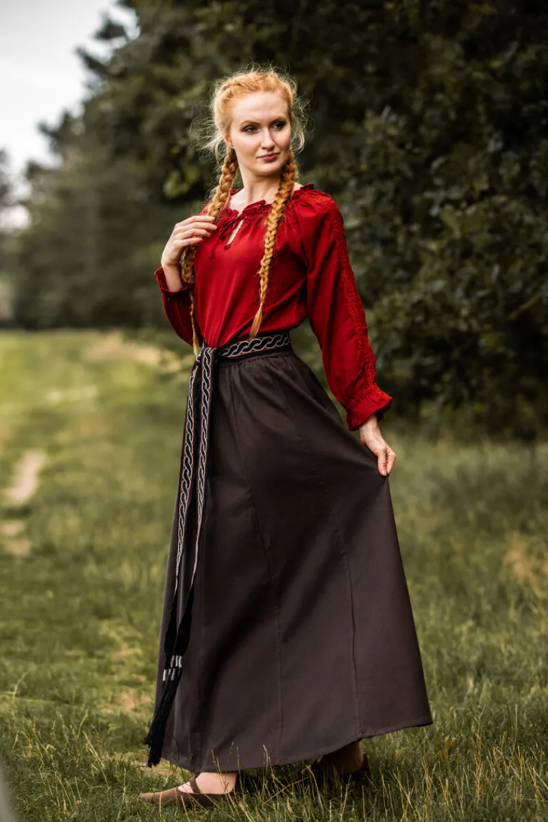 Best Leonardo Carbone Mittelalterbluse mit Spitze "Bettina" Rot