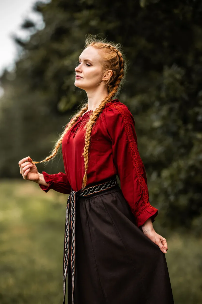 Best Leonardo Carbone Mittelalterbluse mit Spitze "Bettina" Rot