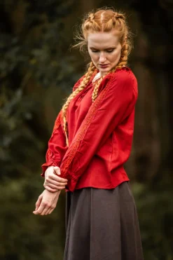 Best Leonardo Carbone Mittelalterbluse mit Spitze
