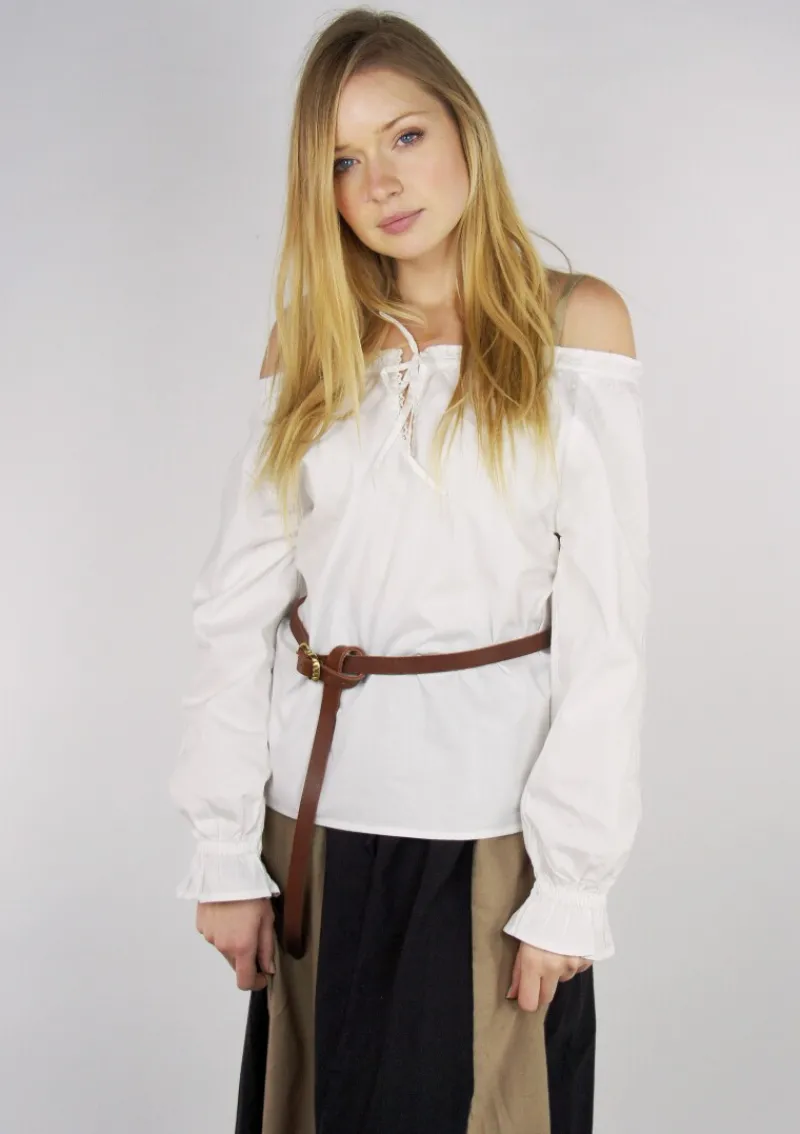 Store Leonardo Carbone Mittelalterbluse mit Spitze "Bettina" Weiß