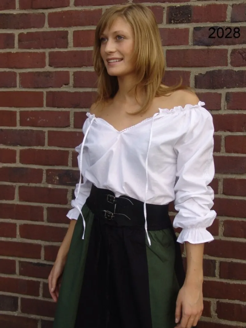 Store Leonardo Carbone Mittelalterbluse mit Spitze "Bettina" Weiß