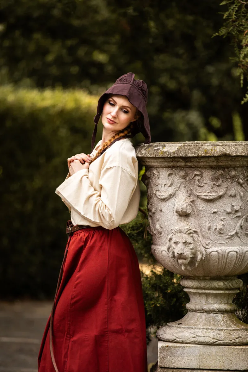 Store Leonardo Carbone Mittelalter-Bundhaube "Claire" Dunkelbraun