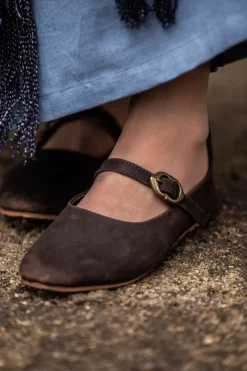 Fashion Leonardo Carbone Mittelalter-Damenschuhe "Cecilie" mit Ledersohle Braun