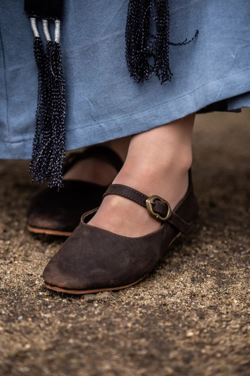 Fashion Leonardo Carbone Mittelalter-Damenschuhe "Cecilie" mit Ledersohle Braun