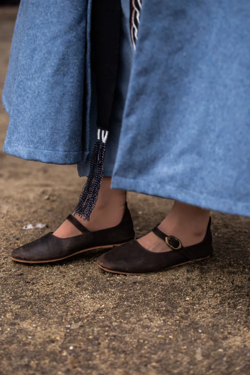 Fashion Leonardo Carbone Mittelalter-Damenschuhe "Cecilie" mit Ledersohle Braun