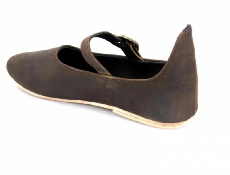 Fashion Leonardo Carbone Mittelalter-Damenschuhe "Cecilie" mit Ledersohle Braun