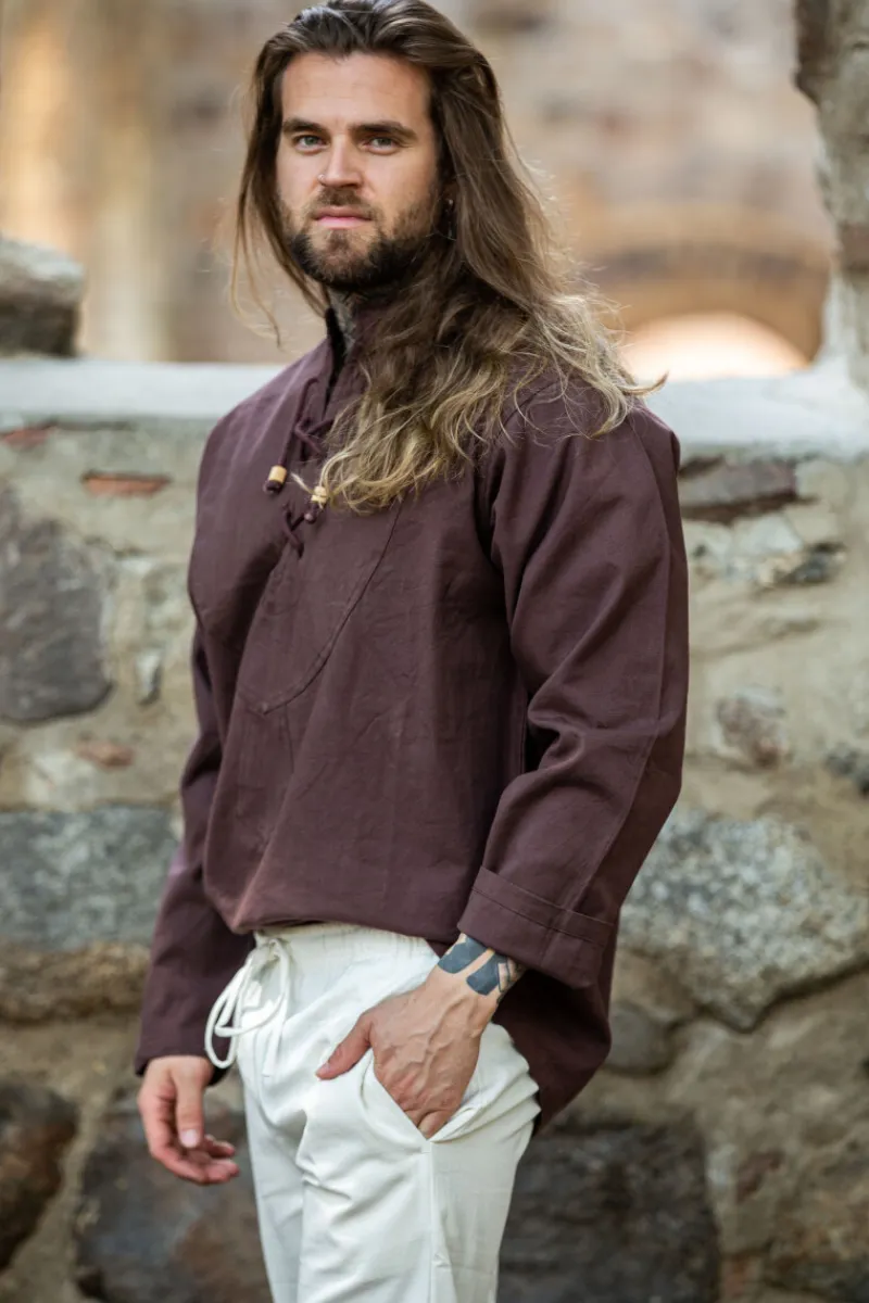 New Leonardo Carbone Mittelalterhemd "Ansbert" Dunkelbraun