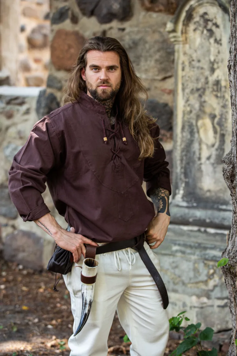 New Leonardo Carbone Mittelalterhemd "Ansbert" Dunkelbraun