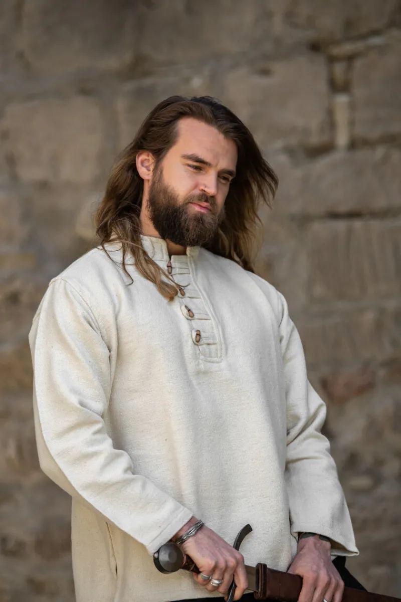 Best Sale Leonardo Carbone Mittelalter-Hemd aus dicker Baumwolle "Anton" Natur