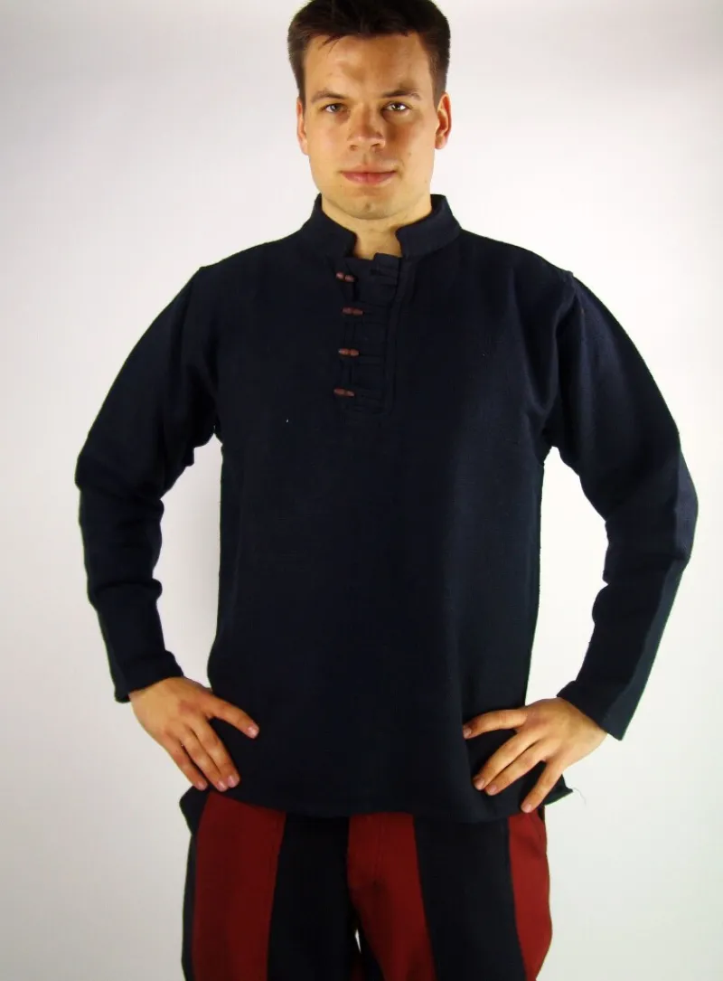 Best Leonardo Carbone Mittelalter-Hemd aus dicker Baumwolle "Anton" Schwarz