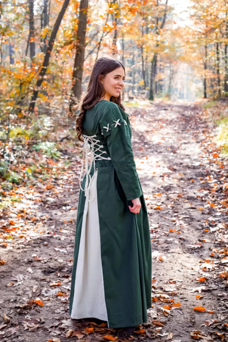 Clearance Leonardo Carbone Mittelalterkleid "Larina" Oliv Grün/Natur