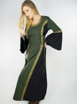 Cheap Leonardo Carbone Mittelalterkleid mit Bordüre "Sophie" Grün/Schwarz GrünSchwarz