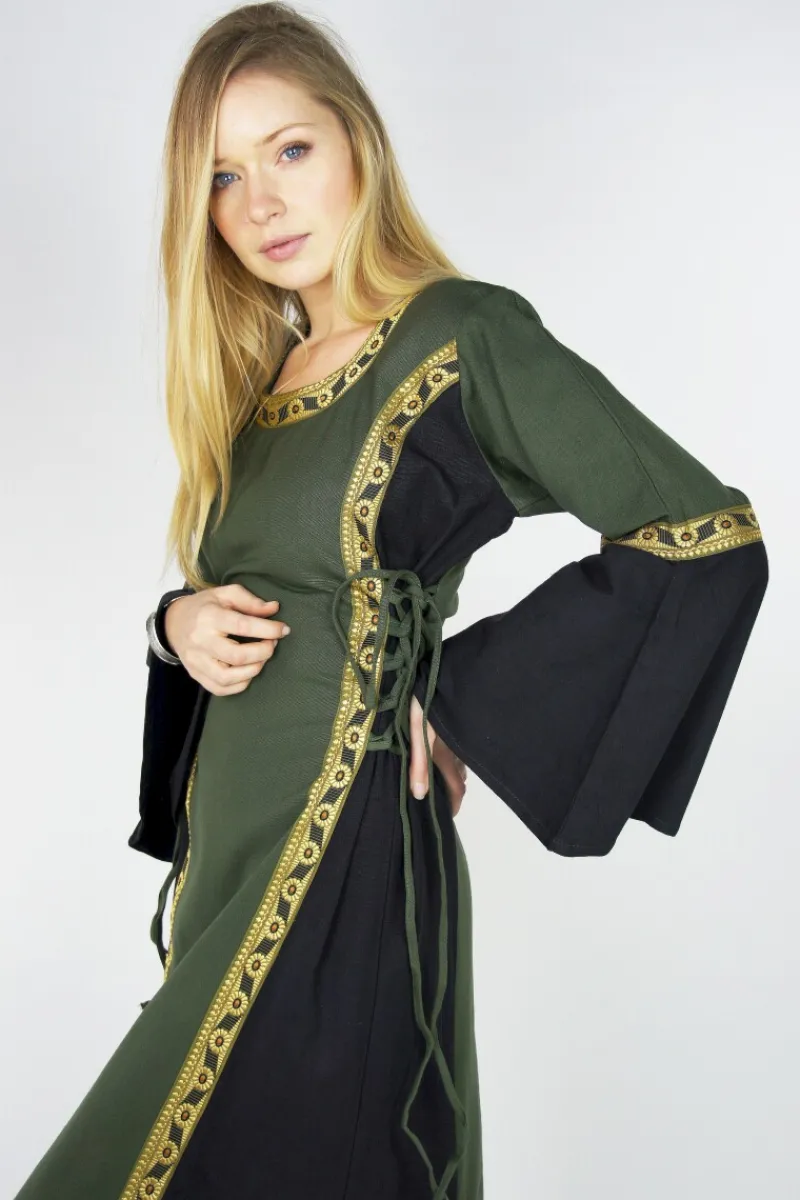 Cheap Leonardo Carbone Mittelalterkleid mit Bordüre "Sophie" Grün/Schwarz GrünSchwarz