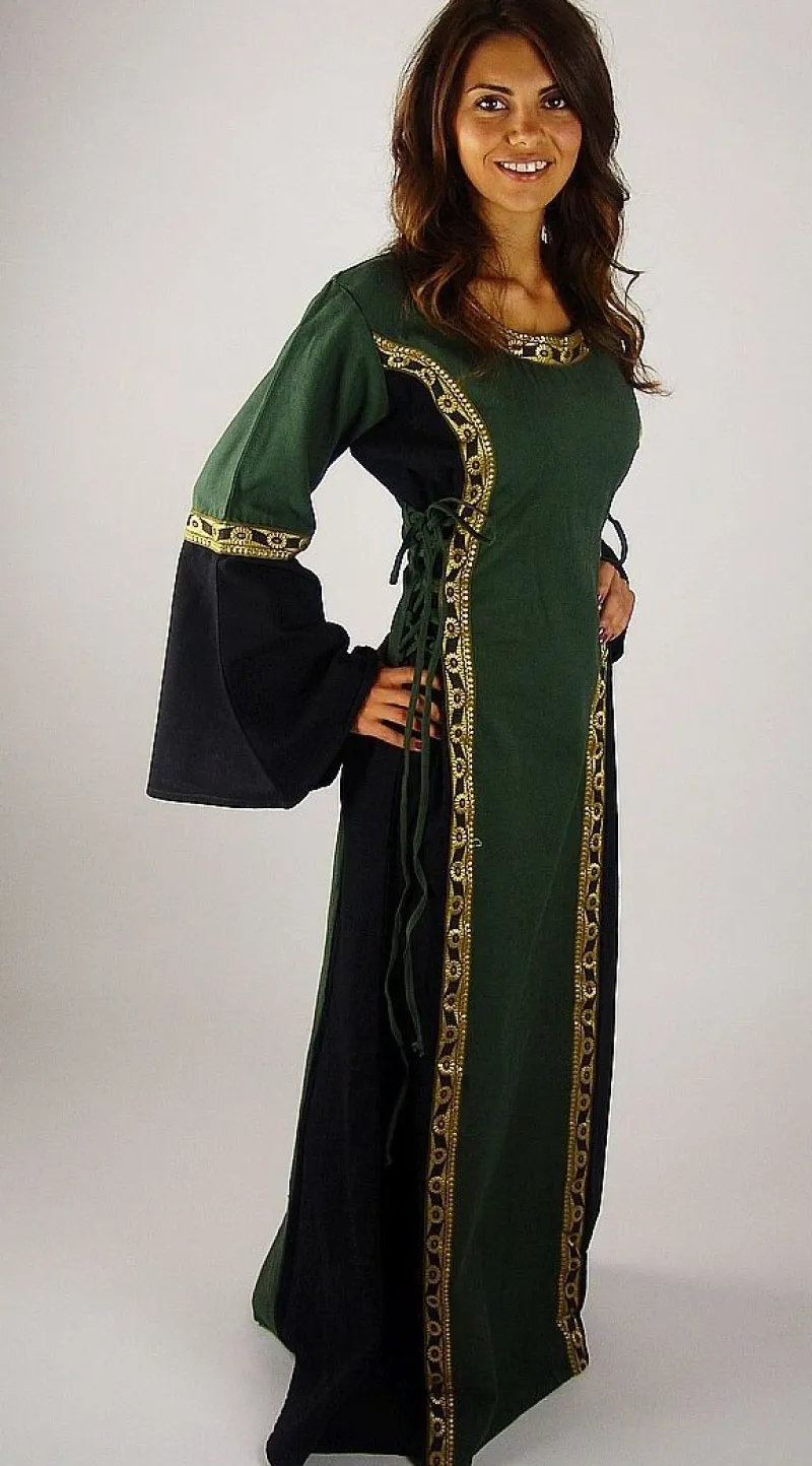 Cheap Leonardo Carbone Mittelalterkleid mit Bordüre "Sophie" Grün/Schwarz GrünSchwarz