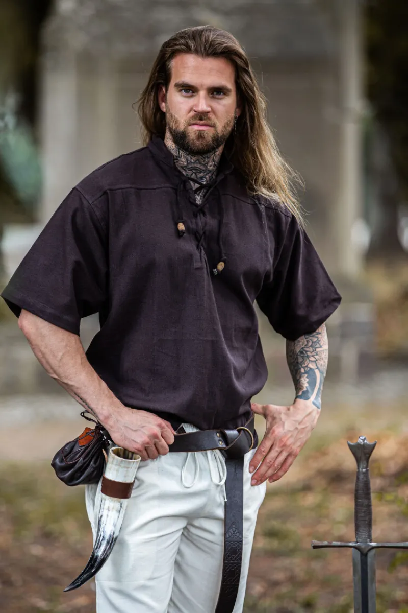 Online Leonardo Carbone Mittelalter-Kurzarmhemd "Eric" Braun