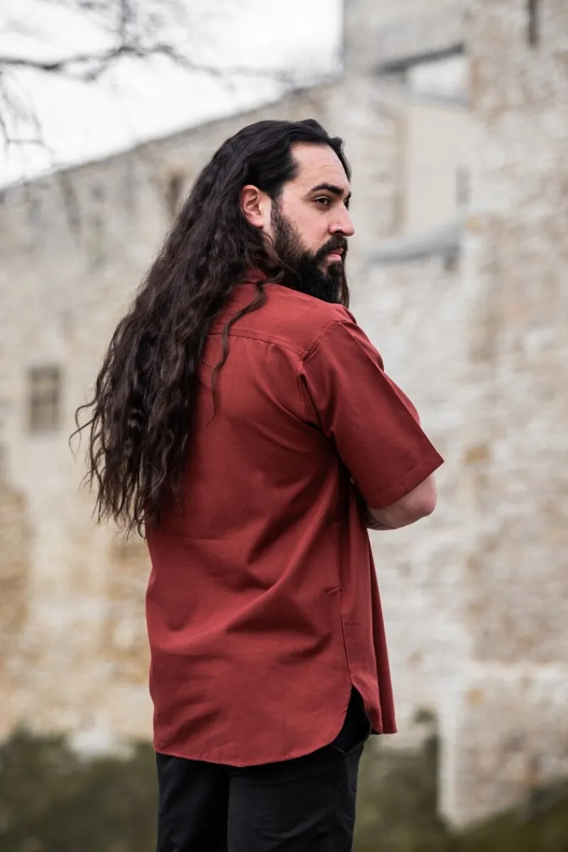 Shop Leonardo Carbone Mittelalter-Kurzarmhemd "Eric" Rot