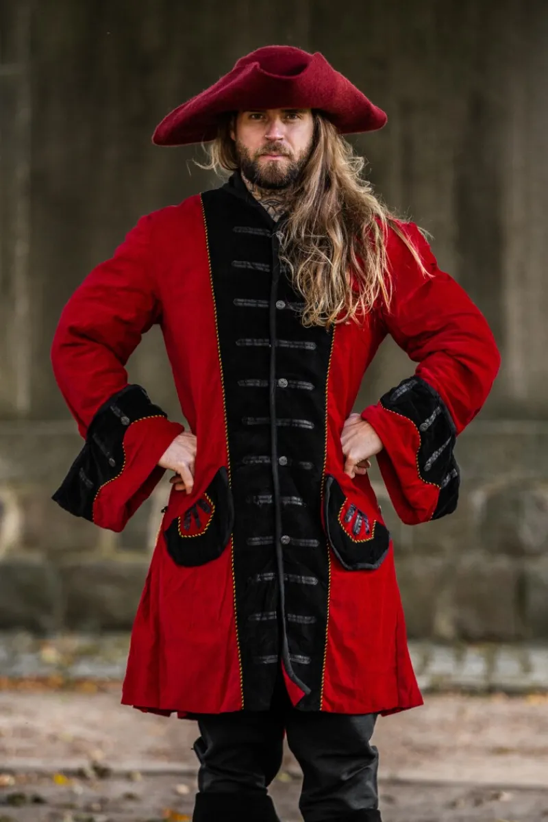 Best Leonardo Carbone Piraten Gehrock "Jack" Rot/Schwarz