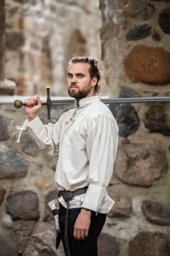 Flash Sale Leonardo Carbone Piratenhemd "Claude" mit geschnürten Manschetten Natur