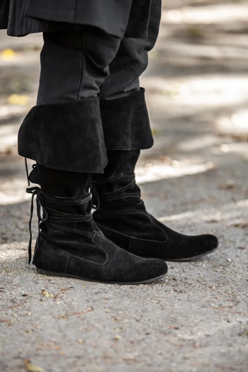 Cheap Leonardo Carbone Piratenstiefel aus Wildleder "Geoffrey" Schwarz