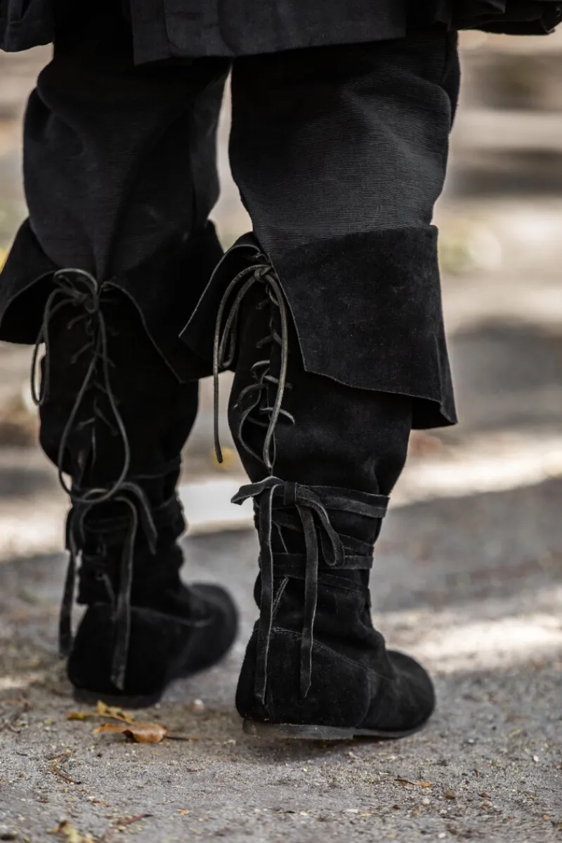 Cheap Leonardo Carbone Piratenstiefel aus Wildleder "Geoffrey" Schwarz