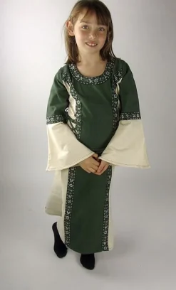 Hot Leonardo Carbone Prinzessinnenkleid mit Bordüre "Helena" Grün/Natur