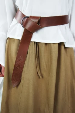New Leonardo Carbone Ringgürtel aus Leder mit keltischem Muster "Kegan" Braun