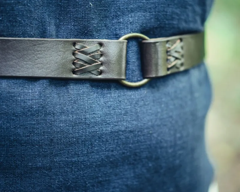 New Leonardo Carbone Ringgürtel "Conrad" mit Lederriemen Schwarz